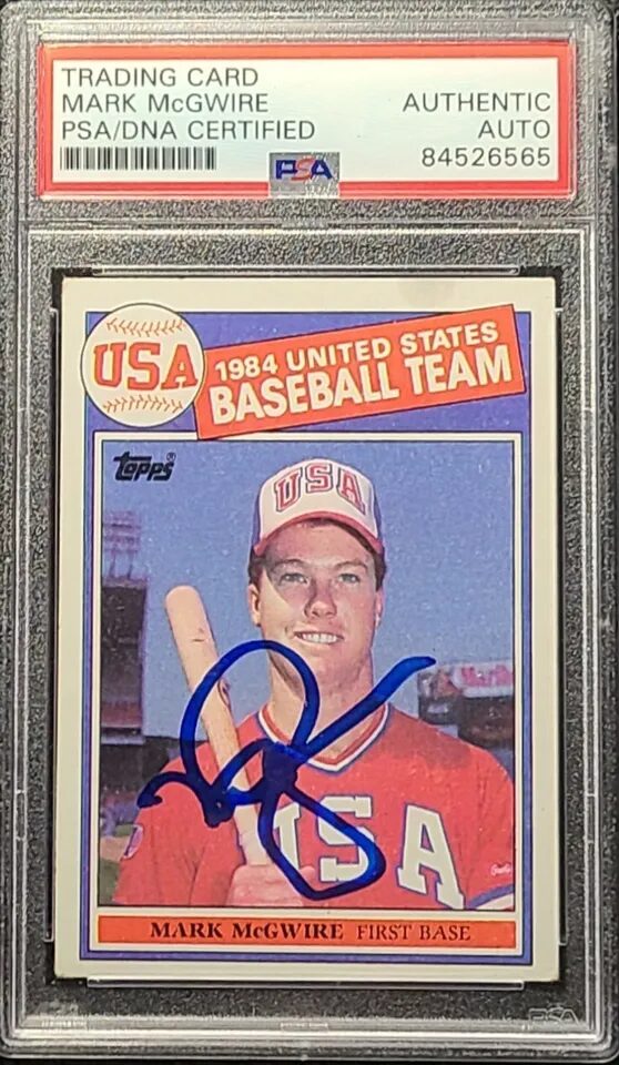 1985 Topps 401 Mark McGwire Signed USA Rookie Card Autograph RC Auto PSA/DNA A’s