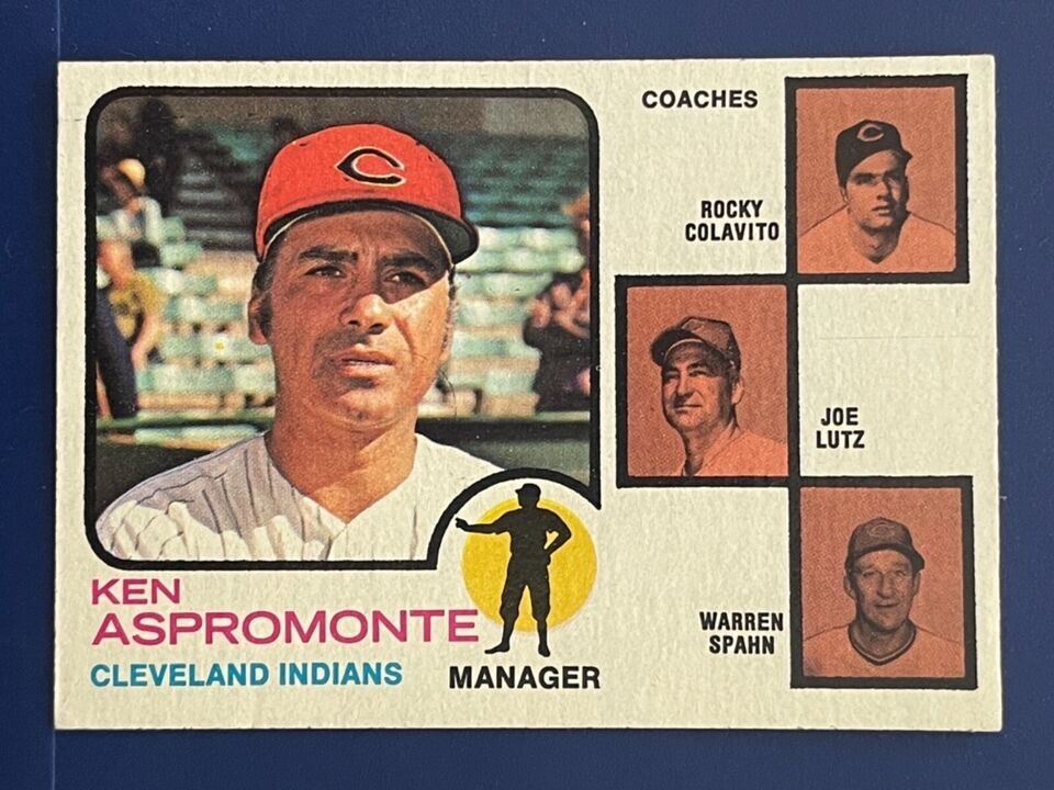1973 Topps Baseball #449 Ken Aspromonte / Indians Coaches PSA 9 Mint