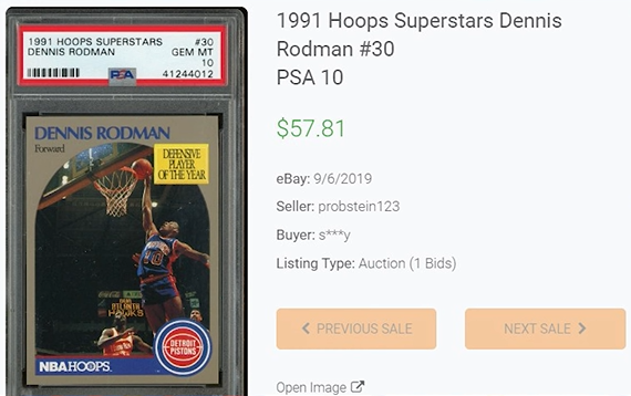Most Valuable 1991 Hoops Basketball Cards (PSA Graded) is 1991 Hoops Superstars Dennis Rodman #30