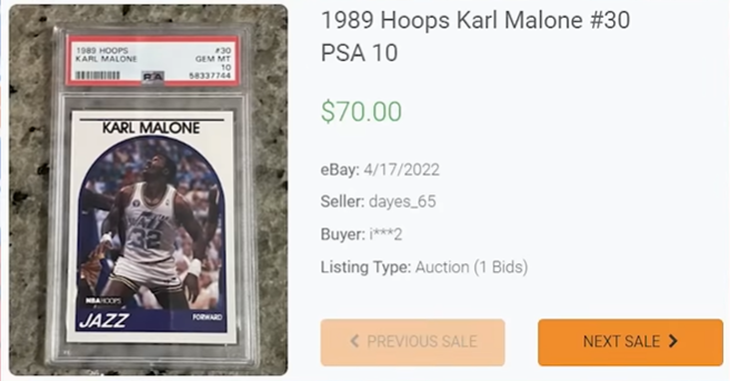 1989 NBA HOOPS Karl Malone’s  30