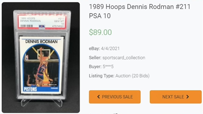 1989 NBA HOOPS Dennis Rodman’s # 211