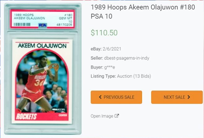 1989 NBA HOOPS Hakeem Olajuwon’s #180