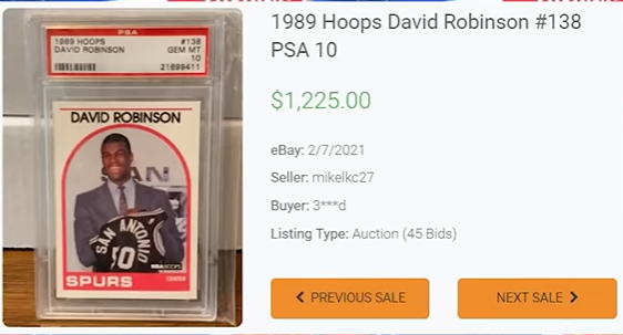 1989 NBA HOOPS David Robinson’s # 138