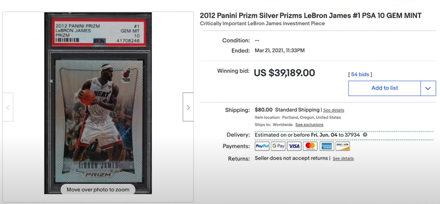 most valuable panini prizm cards is 2012 Panini Prism, LeBron James Silver Prism (#1)
