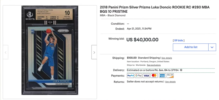 most valuable panini prizm cards is 2018 Panini Prism Luka Doncic Silver Prism Rookie Card (#280) 
