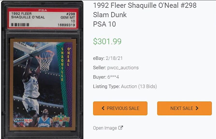 1992 Flare Shaquille O'Neal #298 Slam Dunk  