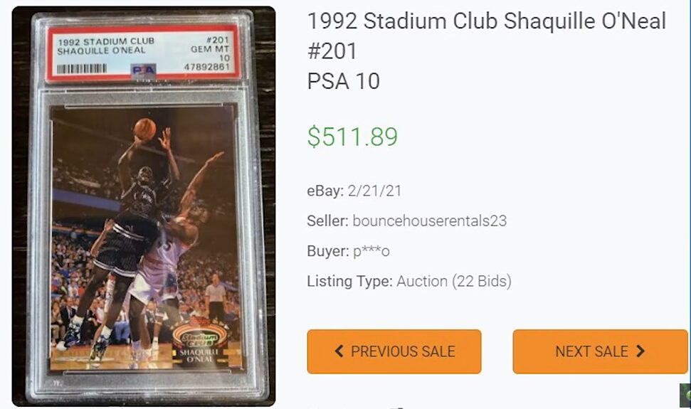 1992 Stadium Club Shaquille O'Neal #201