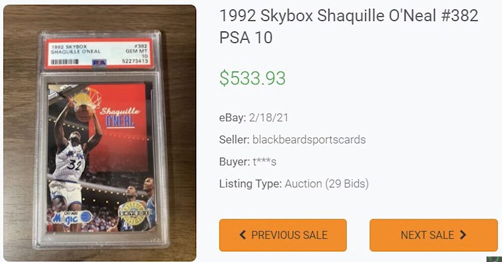 1992 Skybox Shaquille O'Neal #382