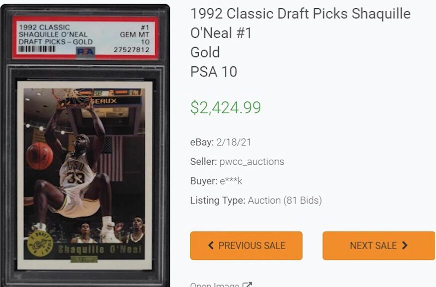 1992 Classic Draft Picks Shaquille O'Neal #1 Gold 