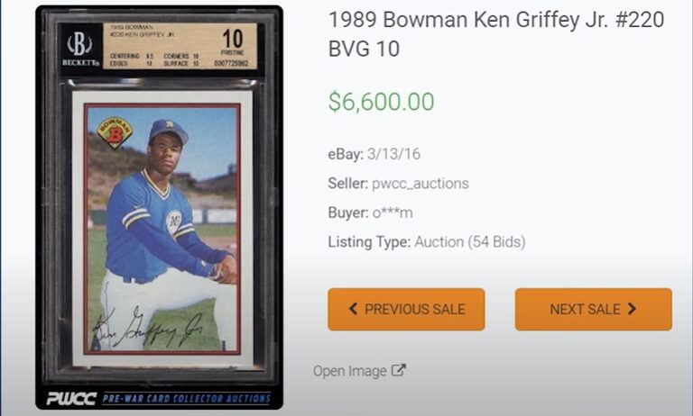 . Ken Griffey Jr. Bowman Rookie Card #220 Value 