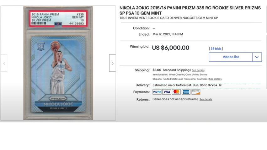 2015 Panini Prism Nikola Jokic Silver Prism Rookie Card (#335) |  most valuable panini prizm cards

