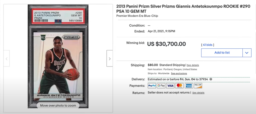 2013 Panini Prism Giannis Antetokounmpo's Silver Prism Rookie Card (#290)